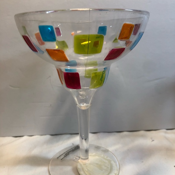 Vintage Colourful Tradewind Bay 4 , 12oz Margarita Glasses with 12” Plate - Picture 2 of 13
